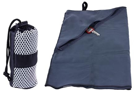 Mikrofaser-Handtuch - 40 x 100 cm - hygienisch und antibakteriell - super kompakt, extrem leicht & saugfähig - Integriertes Schlüsselfach und Aufhänge-Schlaufe