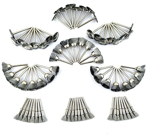 Merryland Spazzola Metallica in Acciaio per Lucidare per Dremel 72pcs, Spazzola Circolare Spazzola a Tazza Spazzola a Pennello 24pcs per ogni, Mini Utensil Rotante Accessori Elettrici DIY, RMTA072C1