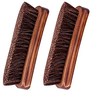 KY-Tech 2pcs Premium Horsehair Shoe Brush - Shoe Shine Brush with Horse Hair Bristles for Boots, Car Seats, Sofas, Bags