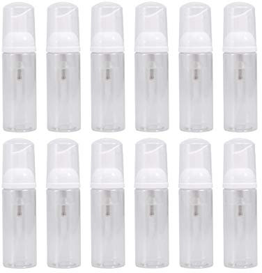 Healifty 12pc Plastic Foam Dispenser Bottle Refillable Empty Hand Soap Shampoo Bottle Cosmetic Container for Travel Vacation Camping 50ml (White)