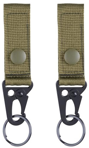TRIWONDER Taktische Schlüsselanhänger, Gürtel karabiner, Gürtelclip, Molle karabiner, Gurtband für Bergsteigen Camping Wandern Outdoor Aktivitäten (Grün - 2)