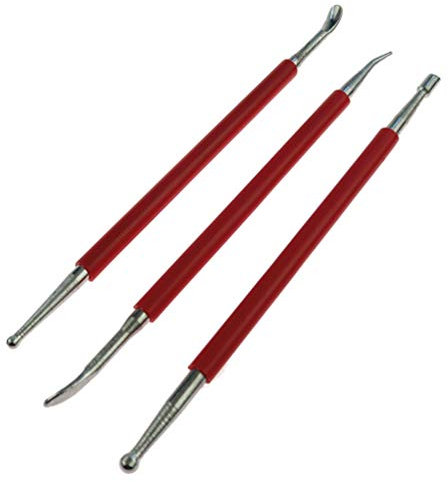 Exceart 3pcs Leather Craft Tool Modeling Point Stylus Modelling Carving Tool Spoon Balls Embossing Carving Blade Press Tool