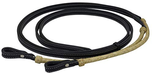 Thor Equine Western Zügel Westernzügel Split Reins, Rohhaut Rund, 220cm, Genäht, Schwarz
