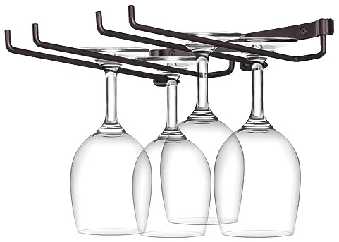 Agatige Colgador De Copas Vino, Cable Soporte Para Copas De Vino De Montaje En Pared Doble, Soporte Para Copas Colgante Soporte De Almacenamiento De Copas De Metal Para Cocina O Bar