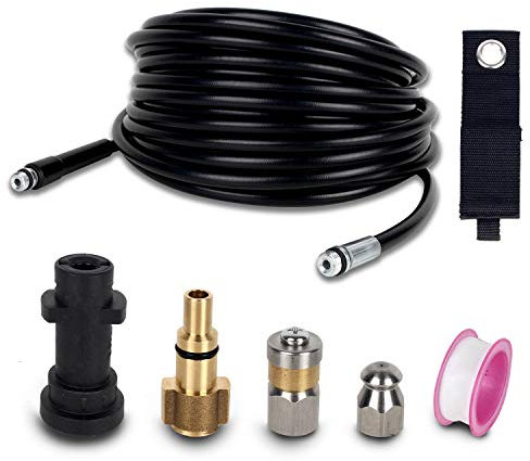 Qooltek Kit di pulizia per tubi di scarico con ugello a getto e ugello rotante per Karcher K2 K3 K4 K5 K6 K7 e lavor per uso domestico
