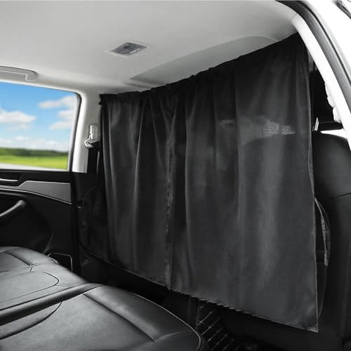 Auto-Trennvorhänge, Sonnenschutz für Reisen, Nickerchen, Nacht, Auto, Camping, abnehmbar, einfacher Vorhang (schwarz, 1 Stück)