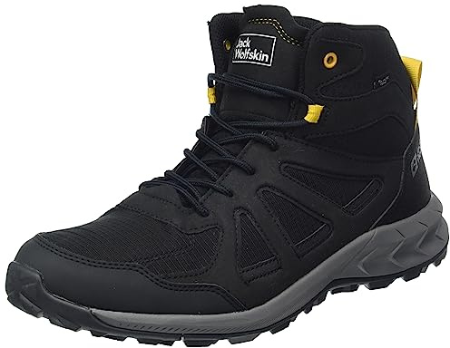 Jack Wolfskin Herren Woodland 2 Texapore Mid M Sneaker, Black/Burly Yellow Xt, 40.5 EU