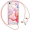Vauki Cover per iPhone 8/iphone SE 2020/iPhone 7/SE 2022 con Cordino,Trasparente Marmo Glitter Antiurto Brillantini Tracolla Laccio Collana Custodia,Silicone Bumper Case,Rose