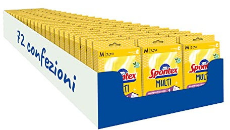 Spontex Haushaltshandschuhe aus Naturkautschuklatex, Größe S, Gelb, ideal für Hausarbeiten, Karton mit 72 Stück