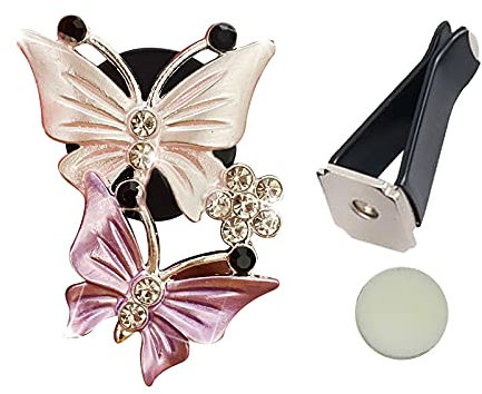Alecony Auto Lufterfrischer mit Clip, Schmetterling Auto Aromatherapie Ätherisches Öl Diffusor Luftreiniger Automatische Duftspender Duftdose Autoduft Autoparfum für Lüftungsgitter (Rosa)