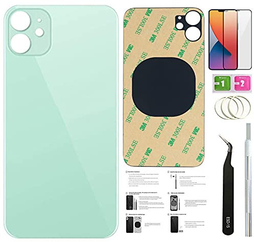 12 Rückglas für iPhone 12 Backcover Glas (6,1 Zoll) mit vorinstalliertem Klebeband + Installationsanleitung + Reparaturwerkzeuge + Displayschutzfolie (grün)