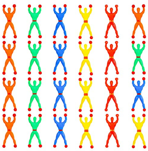 Popuppe 24 Pcs Main Collante Enfant Bonhomme Collant Vitre Fenêtre Crawler Homme Jouet Collant Mur Grimpeur de Fenêtre Multicolores Main Gluante Collante Jouets Anniversaire Invites