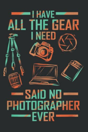 Photographer Gift for Photography Lover Photographing Gear: Wide Ruled Line Paper, 120 Pages, 6 x 9 Inches, Lined Notebook Journal for Work, School and College Supplies