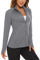 KEFITEVD Laufjacke für Damen UV Schutzkleidung Sweatjacke Frühling Dünne Sportjacke Atmungsaktiv Sommer Jacke Stretch Funktions Lauftop mit Reißverschlusstaschen Dunkelgrau 2XL