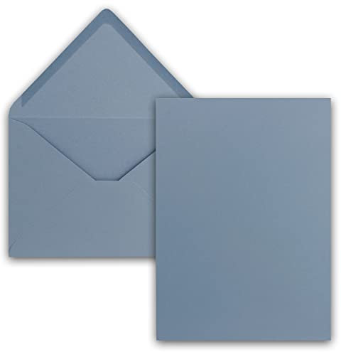 FarbenFroh by GUSTAV NEUSER 100x Einzelkarten Set mit Briefumschlägen DIN A6 / C6 in Graublau (Blau) - 14,8 x 10,5 cm - ohne Falz