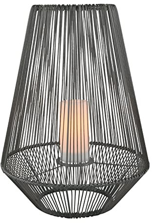 Reality Leuchten Solar LED Außentischleuchte Mineros R55256911, Kunststoff schwarz, LED mit Flammen Effekt, Dämmerungssensor