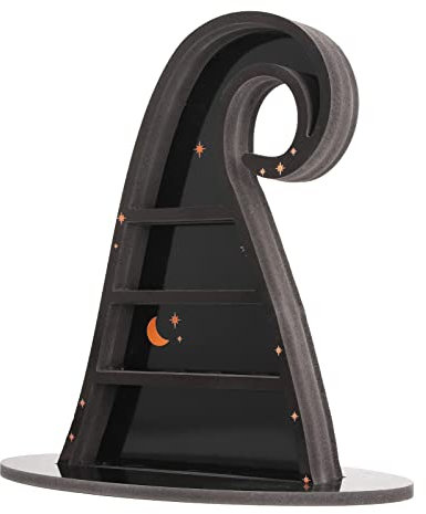 Pssopp Schwebendes Wandregal aus Kristall, Hexenhut, Schwebendes Regal Im Gotischen Stil, Kristall-Holzregal FüR Kristalle, BöHmisches PräSentationsregal