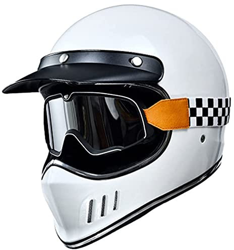 Motorradhelm, Retro Motocrosshelme Herren Damen, ATV Helm UTV Helm MopedHelme Rollerhelm MofaHelm Motorrad Helm ECE/DOT Zertifiziert, Integralhelm Mit Schutzbrille 2,M(53-55cm)