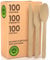 Baciato Caffè - Ensemble de Couverts en Bois Jetables | 300 Pièces (100 Fourchettes, 100 Cuillères, 100 Couteaux) | Biodégradable Compostable | Idéal pour Les fêtes, Pique-niques et Événements