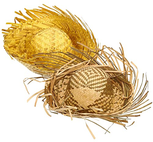 jojofuny 2pcs Funny Party Hats Beachcomber Straw Hat Sombrero Party Hat Mexico Straw Hats Hawaiian Luau Hat Easter Costume Hat Mexican Fiesta Costume Props