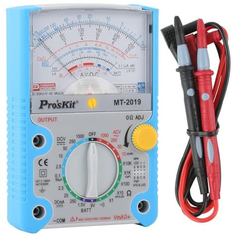 ProsKit MT-2019 - Multimetro analogico con funzione protettiva, standard di sicurezza, professionale, tester di prova Ohm analogico