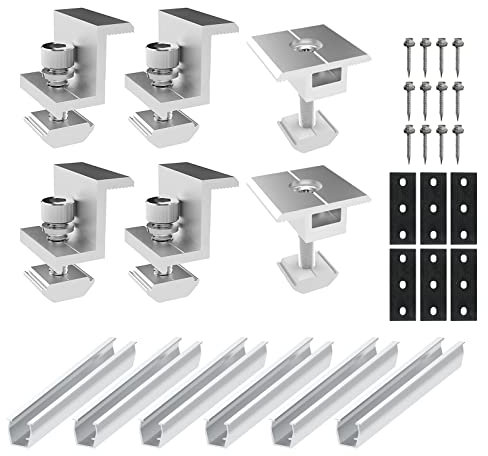 Kit de support de panneau solaire, en aluminium, système de fixation de toit plat, accessoire pour toit de balcon, système PV avec rail de 20 cm pour toit en tôle, montage sur le toit (type B)