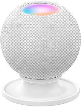 KUTEWEU Silikon Base Anti-Rutsch-Pad, 2 in1 Homepod schützende Basis Desktop Stand Mount Base Pad Halter kompatibel mit HomePod/HomePod Mini Lautsprecher-Tisch-Halter stoßfest Untersetzer (Weiß)