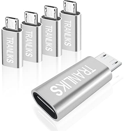 TRANLIKS 5 Pack Adaptateur USB Type C vers Micro USB Male Support Charge & Sync - Girs