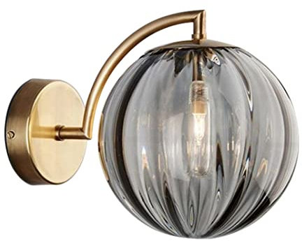 TPWEWRX Moderne Glaskugel Wandlampe Nachttisch Wandleuchte Kugel Wandmontage Wandleuchte Beleuchtung Mid Century Wandleuchte für Wohnzimmer Schlafzimmer Flur (Smoke grey)