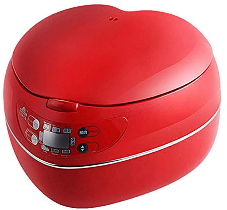 fUfIzU Peach Heart-Shaped Rice Cooker, Smart 300W Rice Cooker, 1.8L, 1-3 People, Non-Stick Pan, Constant Temperature Insulation,Red