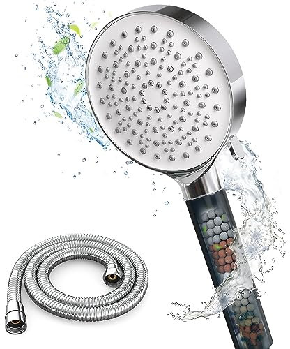 Newentor Shower Head and Hose with filiter, Large High Pressure Shower Heads, Triple Shower Head Filter for Hard Water, Lifetime Shower Head Hose