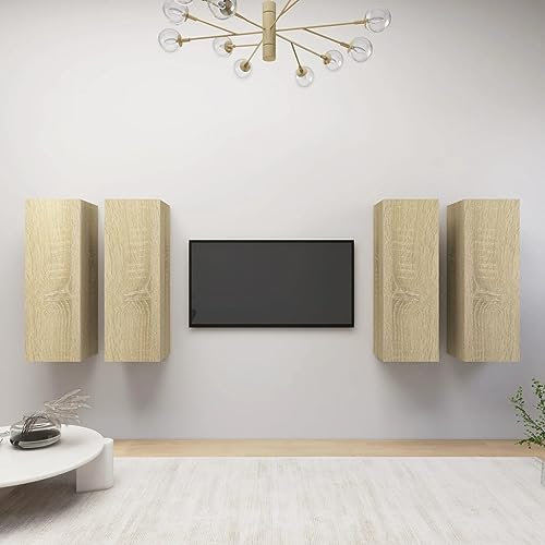 SKM TV-Schränke 4 STK. Sonoma-Eiche 30,5x30x90 cm Holzwerkstoff, Weight: 52 kg, 3079056