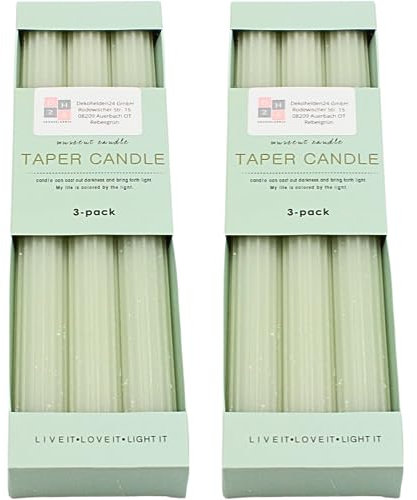 Dekohelden24 Stabkerzen/Leuchterkerzen, geriffelt, Größe: H/Ø ca. 25 x 2 cm. Menge und Farbe über Menü wählbar (Mintgrün, 2 Packungen)