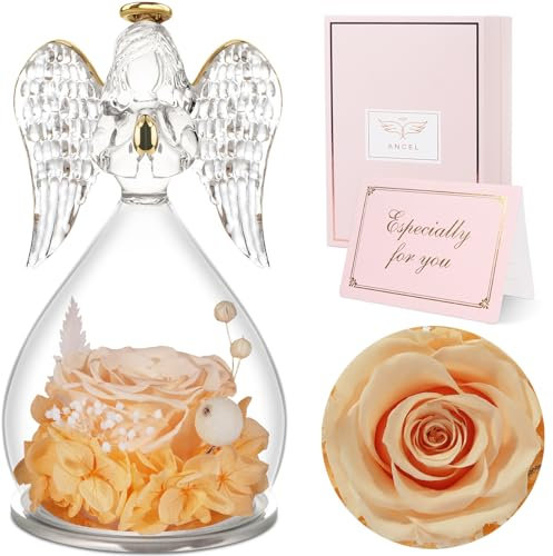 Sunia Ewige Rose Engel Geschenke für Frauen, Engel Figur Geschenke für Mama, Geburtstagsgeschenk für Frauen, Mutter Oma Geschenk, Schutzengel Rose Geschenke zum Muttertag Weihnachten Valentinstag