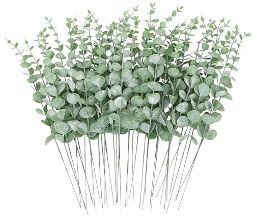CEWOR Eukalyptus-Stiele, Dekoration, 36 cm, künstliche Eukalyptusblätter, künstliche grüne Zweige für Hochzeit, Tafelaufsatz, Blumenarrangement, Bauernhaus, Frühling, Heimdekoration