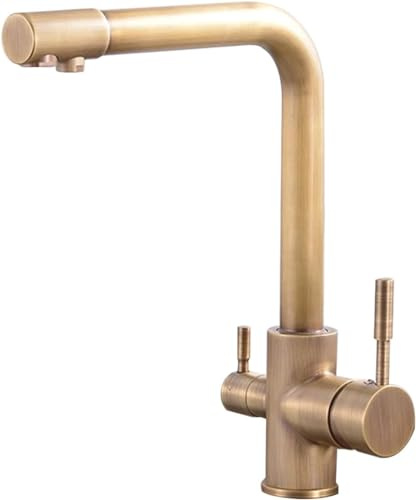 JQFDD Miscelatore Cucina 3 Vie, Rubinetto Cucina Ottone Antico Rubinetto Miscelatore Tre Vie da Cucina
