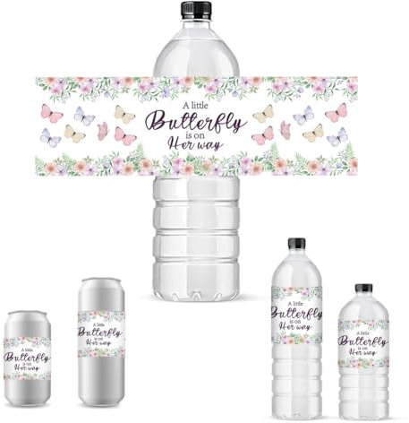 PH PandaHall 30 Stück Personalisierte Schmetterlings Flaschenaufkleber Wasserflaschen Etiketten Wasserdichte Weinflaschenverpackungen Selbstklebende Abdecketiketten Für Hochzeit Geburtstagsfeier