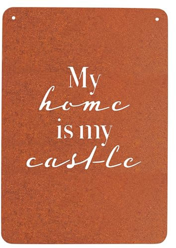 EXTRAVAGANT® Schild „My home is my castle“ Wanddekoration Spruch Gartendeko Wohnungsdeko Gartenschild Metall Innen Außen wetterfest Geschenk Garten Wohnung Terrasse Geschenkidee Einzug