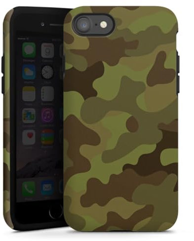 Panzer Handyhülle kompatibel mit Apple iPhone 7 robuste Outdoor Hülle Schutzhülle matt Camouflage Tarnmuster Bundeswehr
