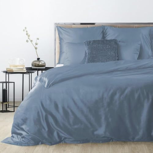 Eurofirany Hochwertige Bettwäsche NOVA3 Gelb Rosa Himmelblau Petrol Beige Einfarbig Baumwolle Bettwäschegarnitur 3tlg 2tlg 140x200 160x200180x200 220x200 (Blau, 180 x 200 cm)