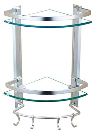 Handtuchhalter Kosmetikablage fürs Bad Eckregal aus Glas mit Aluminiumreling und Handtuchhalter Badregal Wandhalterung