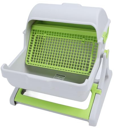 Nurnesy - Bandeja de arena autolimpiadora, semiautomática, de plástico PP, fácil montaje, estilo basculante verde