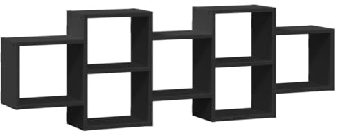 vidaXL Wandregal, Bücherregal mit Stauraum, Hängeregal für Esszimmer Wohnzimmer, Schweberegal Wandboard, Modern, Schwarz Holzwerkstoff