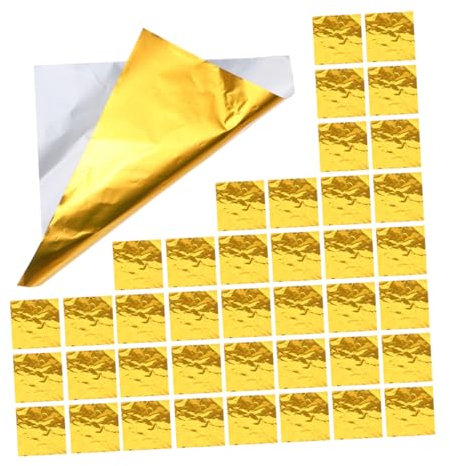 TOPBATHY Folien Bonbonpapier 200 Stück Goldene Quadratfolie für Süßigkeiten
