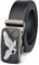 Gürtel Herren, Ledergürtel für Herren mit Ratsche Automatikschließe Business Anzug Gürtel Breit 35mm,Größe Angepasst Einstellbar (Silber, Schwarz, 110 CM)