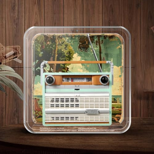 Figures Display Box for LE-GO for 10334 for Retro Ra-di-o Acrylic Dustproof Transparent Custom Display Case (No Model) (One-piece (no patchwork)C)