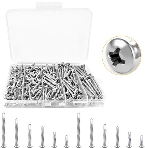 200 Stück blechschrauben selbstschneidende schrauben edelstahl Schrauben Sortiment Kit, Edelstahl Blechschrauben Selbstschneidend Bohrschrauben Selbstbohrende Schrauben Set M2/M3/M4/M5/M6