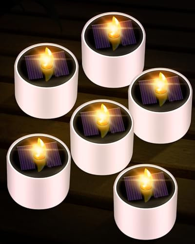 KIYTARBOO 6 Stück Solar Teelichter für Außenbereich – Wasserdichte LED-Flammeneffekt-Deko mit warmweißem Licht, ideal für Garten, Balkon, Camping & Feste – Batteriebetriebene Außenbeleuchtung