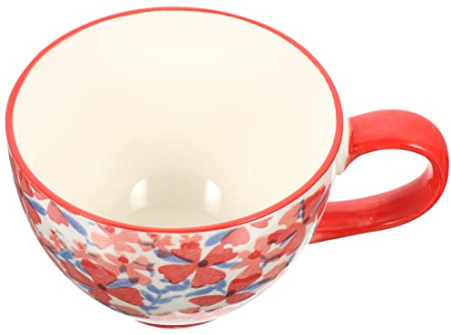 ABOOFAN Tazza di Ceramica Rossa da 460ml Manico Confortevole e Bordo Liscio, Design Semplice e Stile Bohémien per Colazione e Bevande Calde