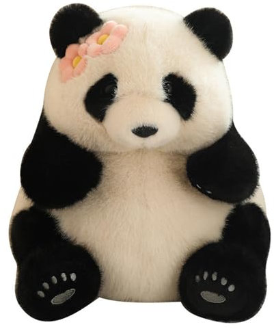 Panda Plüschtier Kuscheltier & Schlafkissen,Ultraweiches Stofftier Geschenk für Kinder,Geburtstag,Jahrestag, Wurfkissen mit Anschmiegsamem Fell,Wunderbar Weich und Anschmiegsam (25 cm,Schwarz)